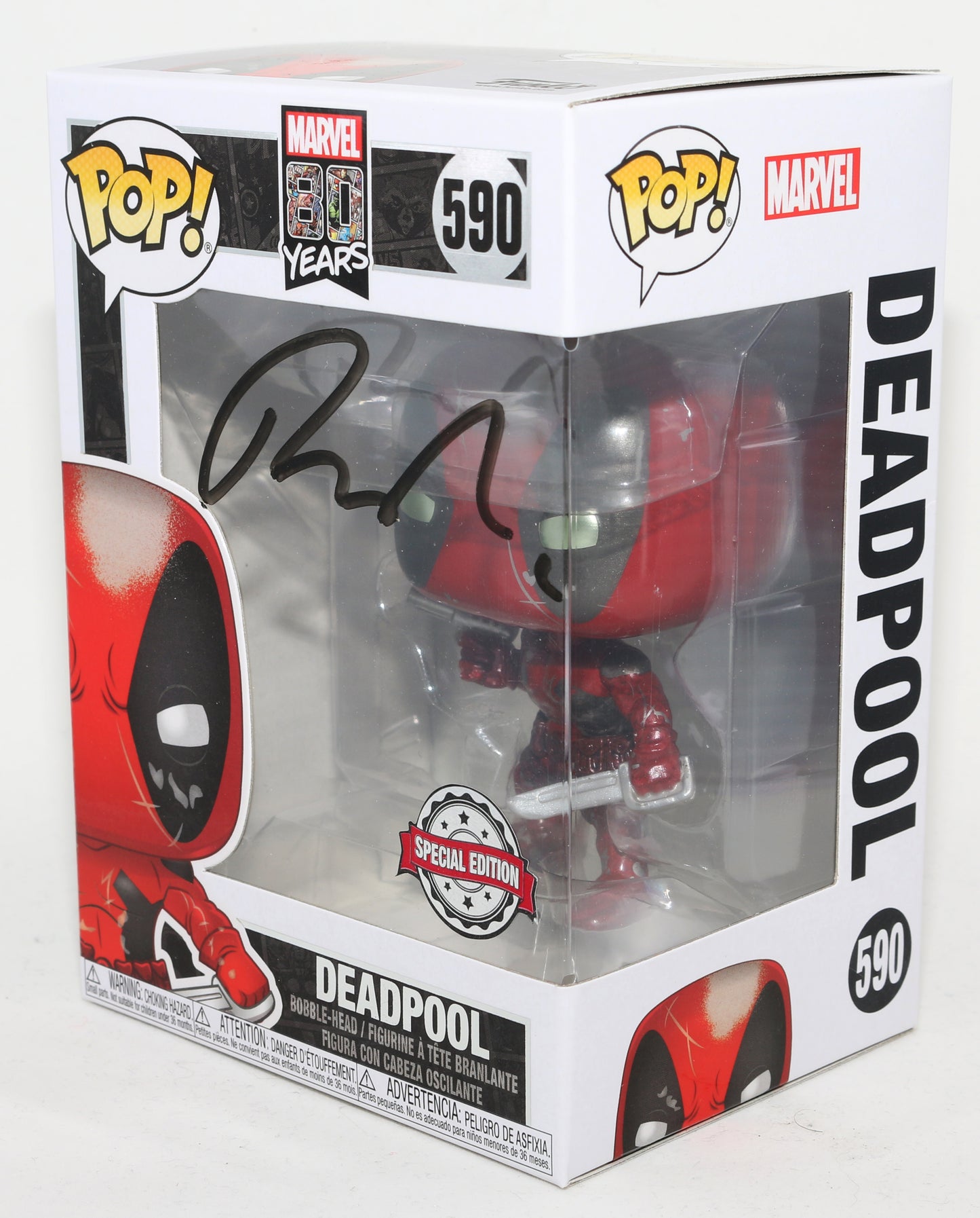 
                  
                    Ryan Reynolds as Deadpool Marvel 80 Years Special Edition Signed POP! Funko #590
                  
                