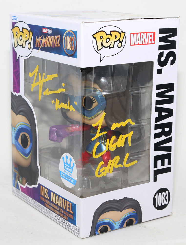 
                  
                    Iman Vellani as Ms. Marvel in Ms. Marvel Funko Exclusive Signed Funko POP! #1083 with Character Name and Quote
                  
                