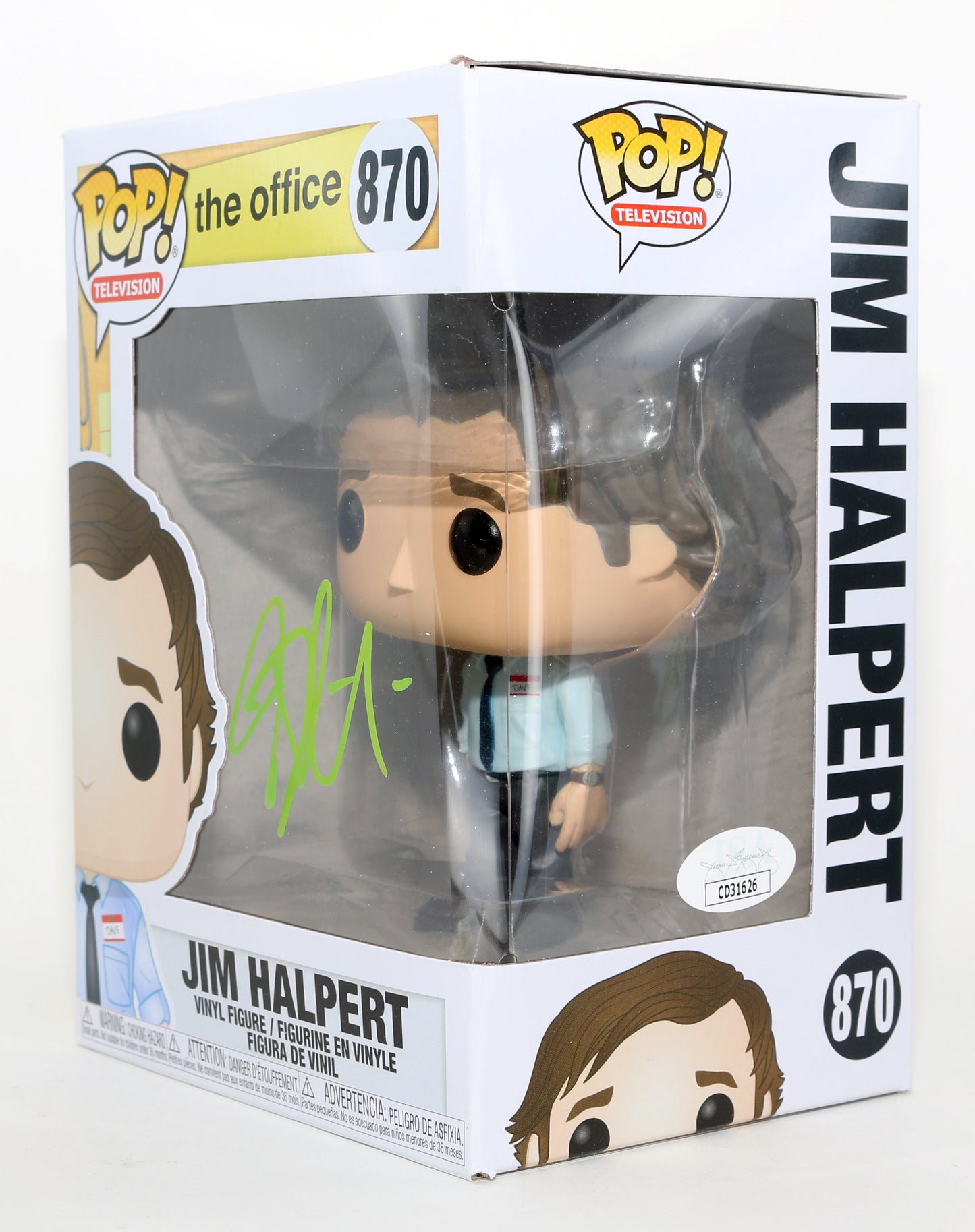 
                  
                    John Krasinski as Jim Halpert in The Office (JSA) Signed Funko POP! #870
                  
                