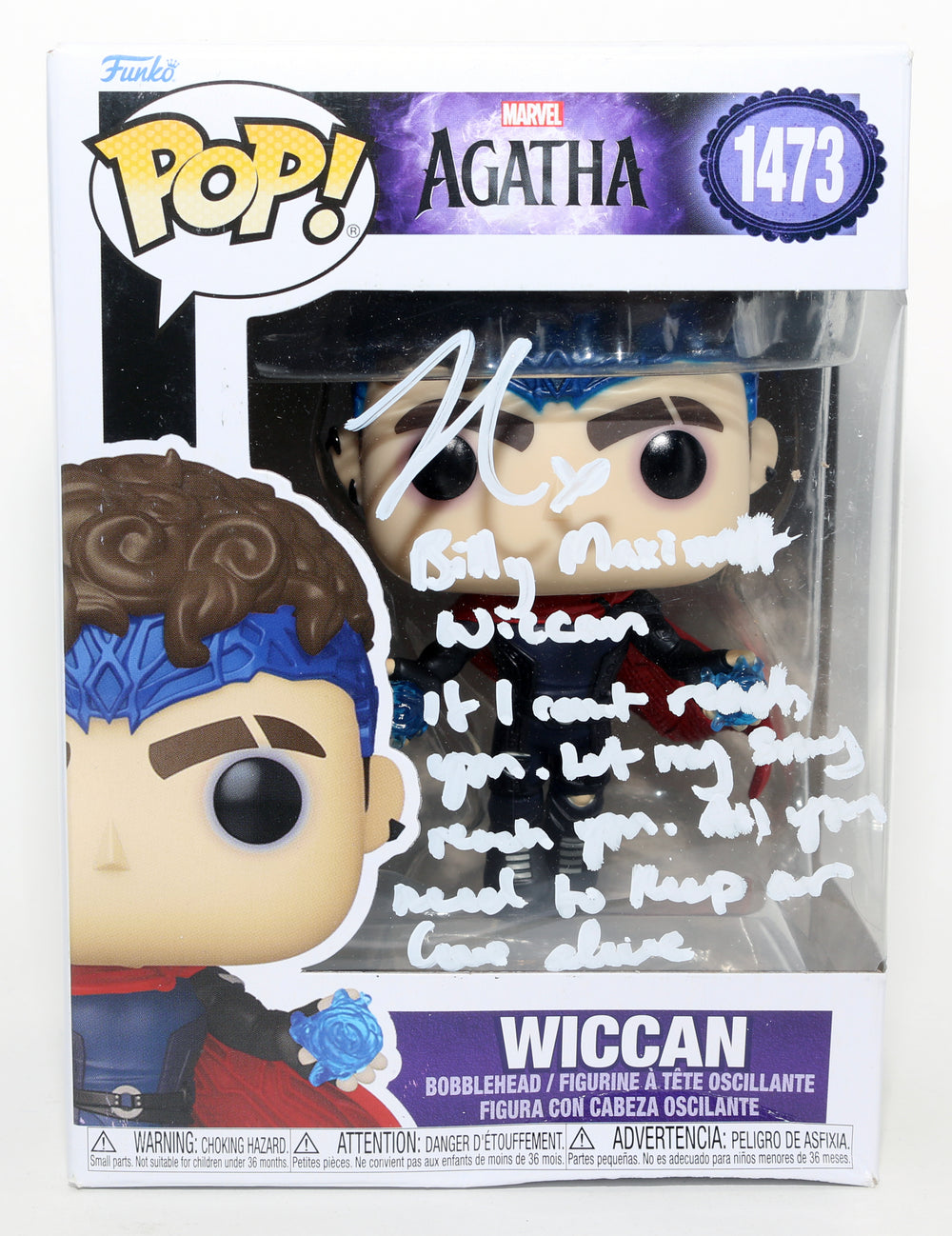 Joe Locke as Wiccan in Agatha All Along Signed Funko POP! #1473 with Character Names & Quote