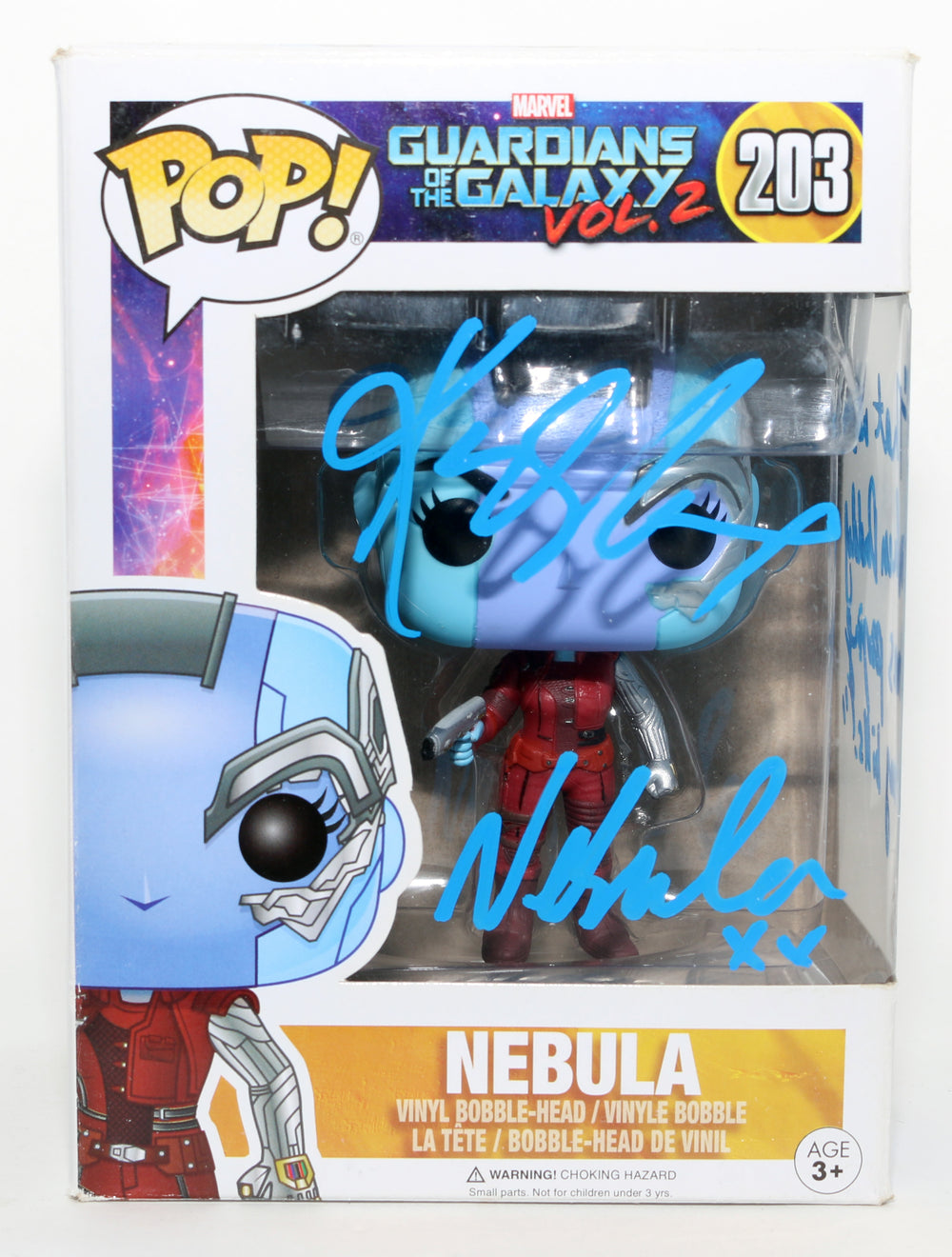 Karen Gillan as Nebula in Guardians of the Galaxy Vol. 2 Signed Funko POP! #203 with Character Name & Quote