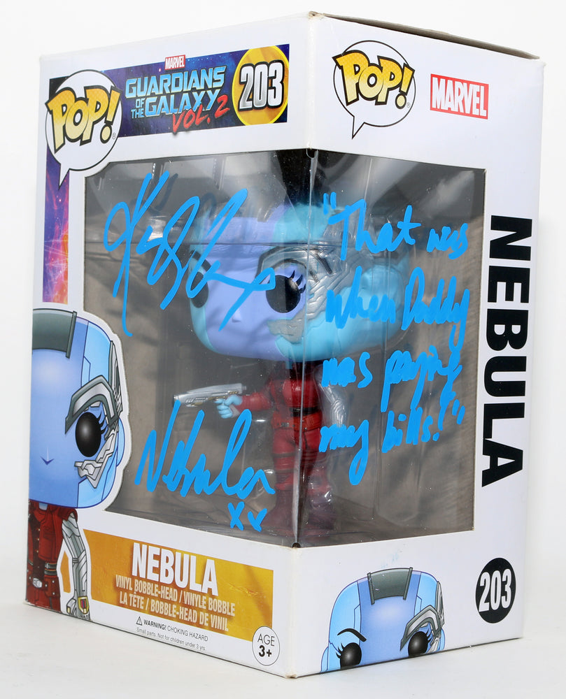 
                  
                    Karen Gillan as Nebula in Guardians of the Galaxy Vol. 2 Signed Funko POP! #203 with Character Name & Quote
                  
                