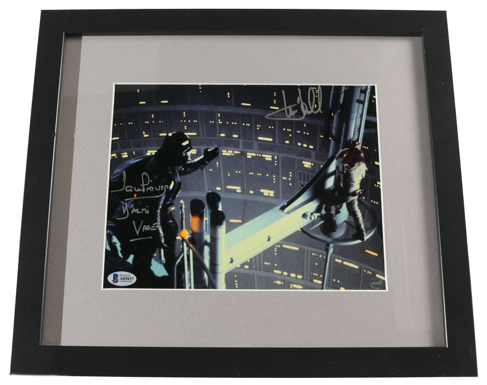 Mark Hamill as Luke Skywalker & Dave Prowse as Darth Vader Lightsaber Duel in Star Wars: The Empire Strikes Back (Beckett / Steiner) Signed Framed 8x10 Photo