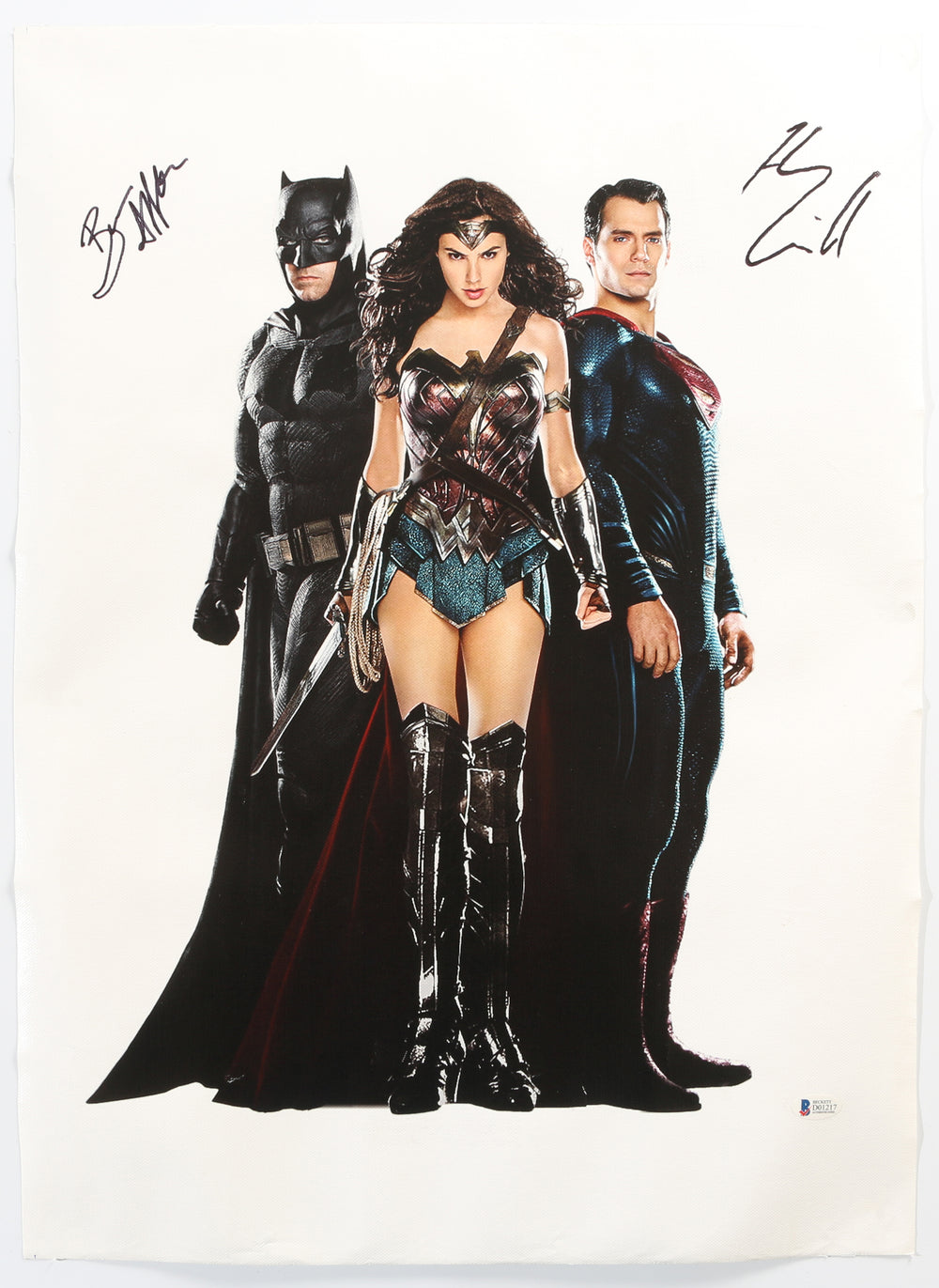 Ben Affleck as Batman and Henry Cavill as Superman in Batman v Superman: Dawn of Justice Signed 18x24 Rolled Canvas