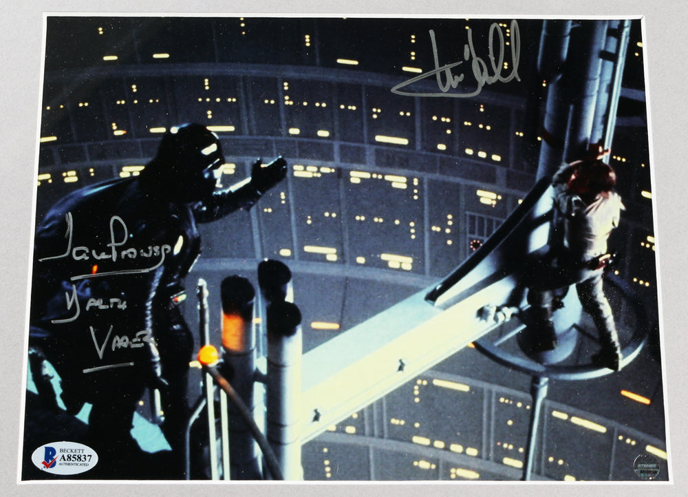 
                  
                    Mark Hamill as Luke Skywalker & Dave Prowse as Darth Vader Lightsaber Duel in Star Wars: The Empire Strikes Back (Beckett / Steiner) Signed Framed 8x10 Photo
                  
                