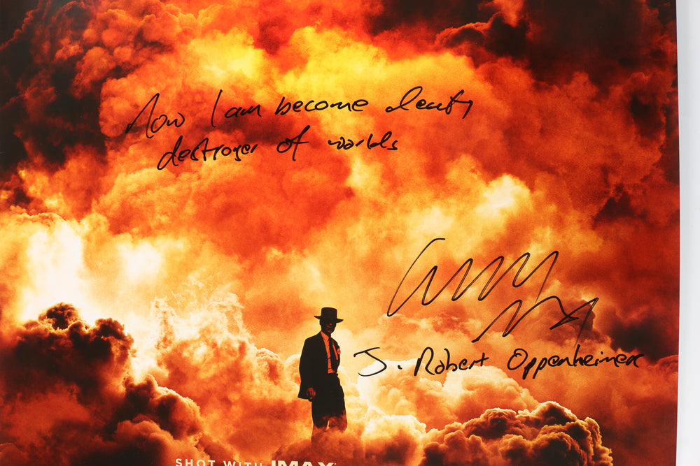 
                  
                    Cillian Murphy as J. Robert Oppenheimer in Oppenheimer (SWAU) Signed 27x40 Poster with Character Name & Quote
                  
                