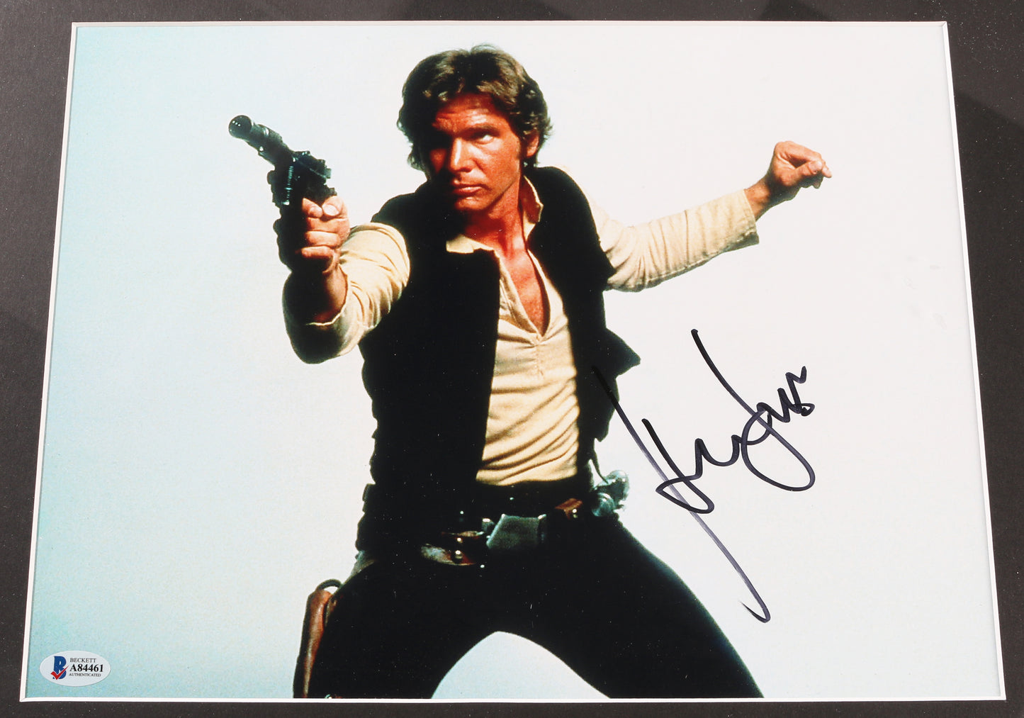 
                  
                    Harrison Ford as Han Solo in Star Wars: A New Hope (Beckett) Signed Framed 11x14 Photo
                  
                