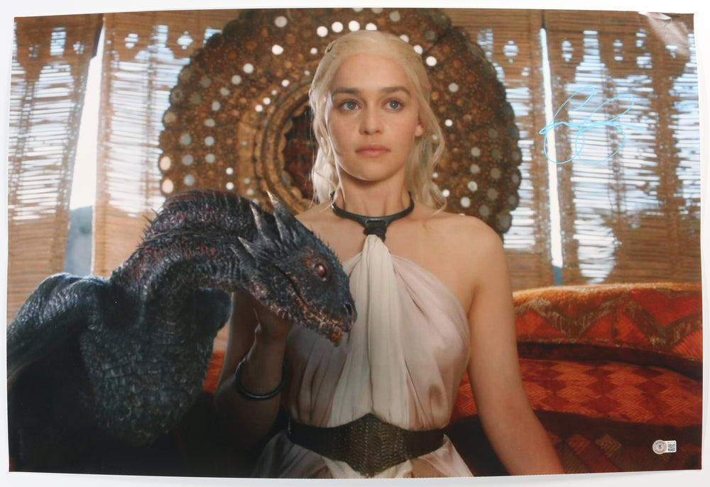 Emilia Clarke as Daenerys Targaryen in Game of Thrones (Beckett) Signed 20x30 Photo