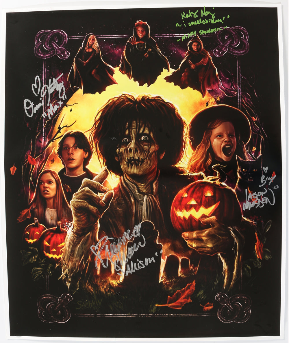 Hocus Pocus 16.5x20 Photo (SWAU) Cast Signed by Vinessa Shaw, Omri Katz, Kathy Najimy, & Jason Marsden