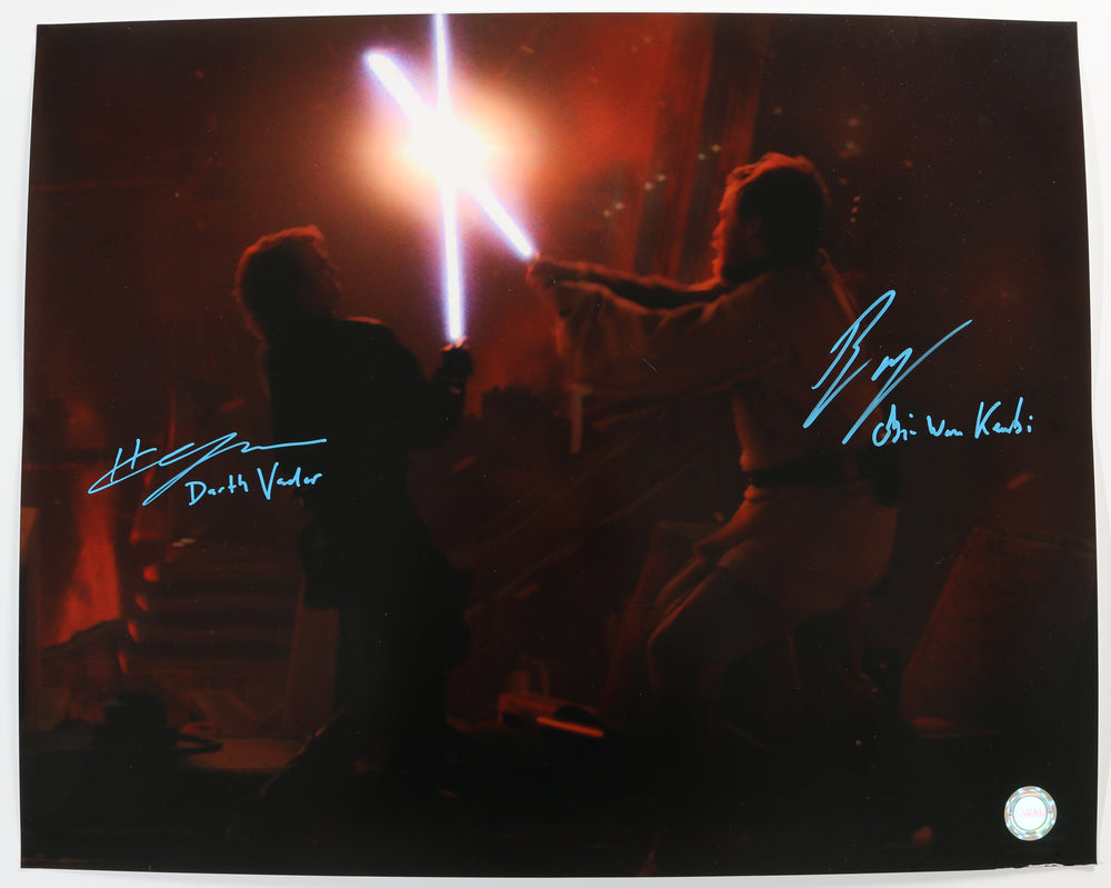Ewan McGregor as Obi-Wan Kenobi vs. Hayden Christensen as Anakin Skywalker in Star Wars Episode III: Revenge of the Sith (SWAU) Signed 16x20 Photo with Character Names