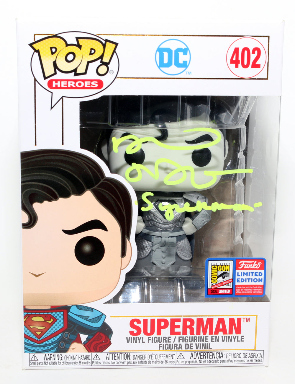 Alan Tudyk as Superman in Justice League: War 2021 SDCC Exclusive (JSA) Signed Funko POP! #402 with Character Name
