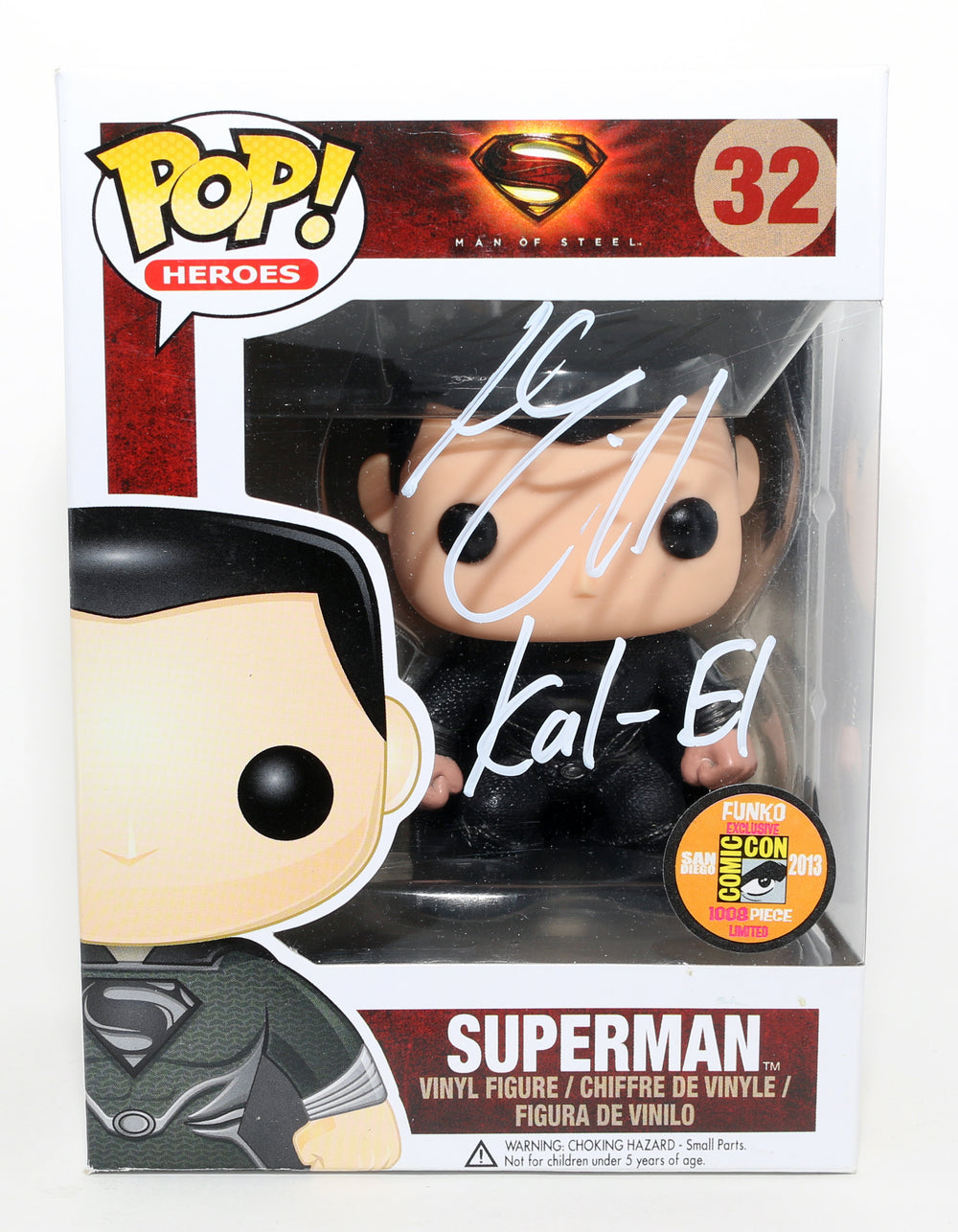 Henry Cavill as Superman in Man of Steel 2013 SDCC Exclusive (SWAU) Signed Funko POP! #32 with Character Name