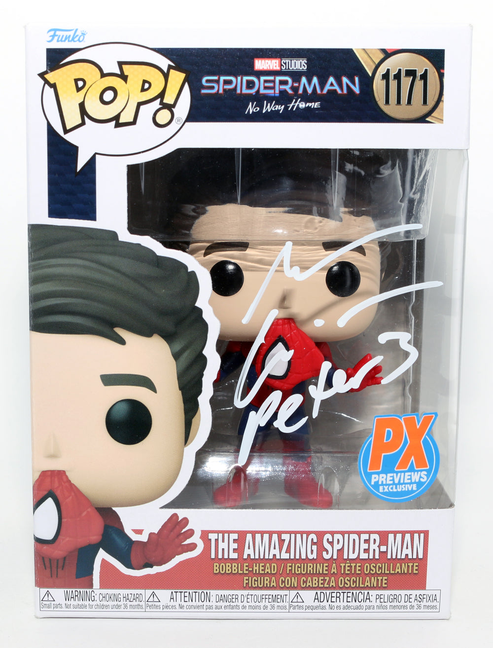 Andrew Garfield as The Amazing Spider-Man in Spider-Man: No Way Home Previews Exclusive (JSA) Signed Funko POP! #1171 with Character Name