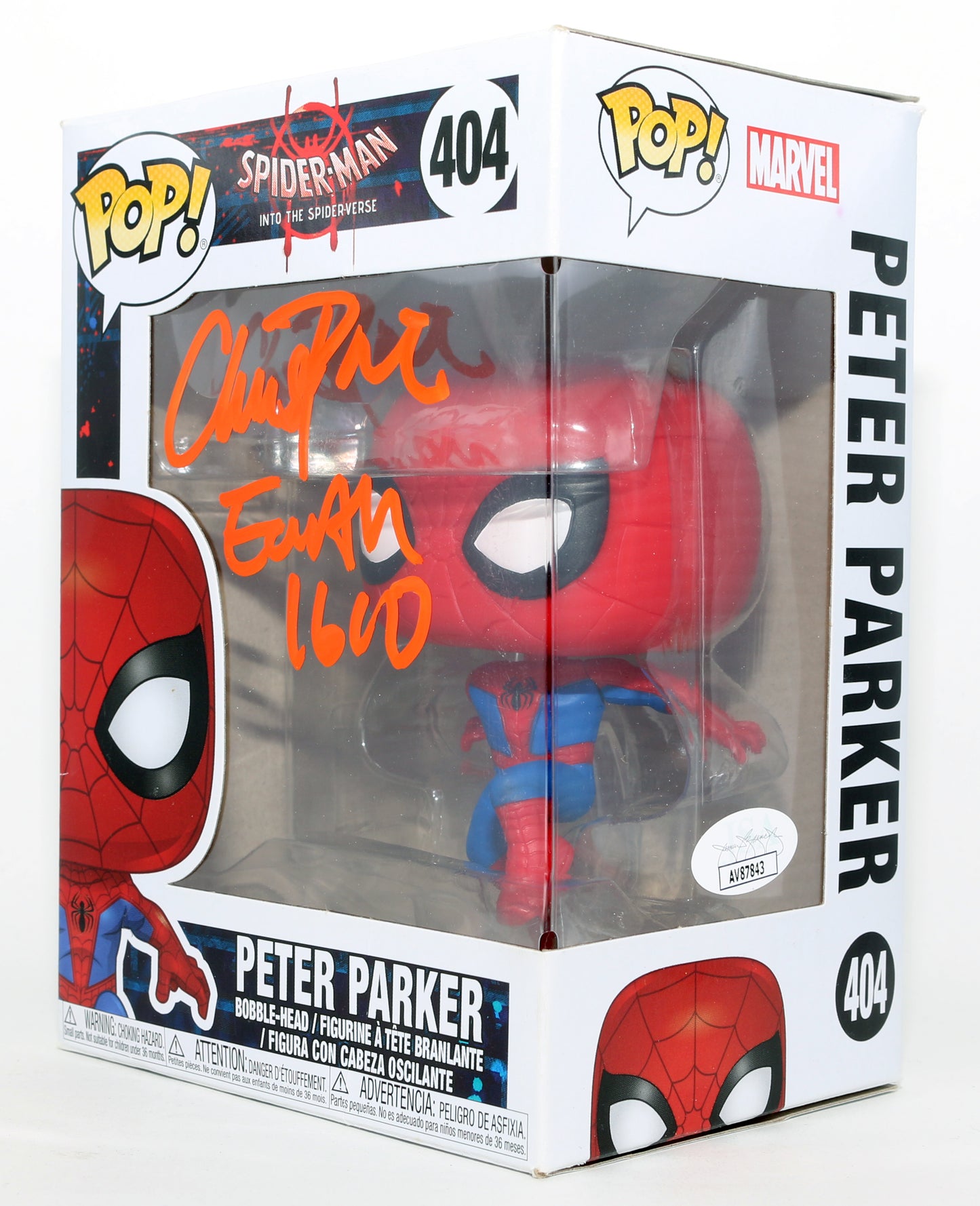
                  
                    Chris Pine as Spider-Man in Spider-Man: Into the Spider Verse (JSA) Signed Funko POP! #404 with Character Name
                  
                