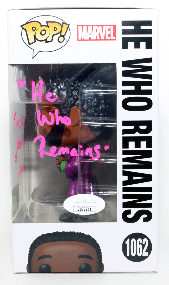 
                  
                    Jonathan Majors as He Who Remains in Loki 2022 SDCC Exclusive (JSA) Signed Funko POP! #1062 with Character Name & Quote
                  
                