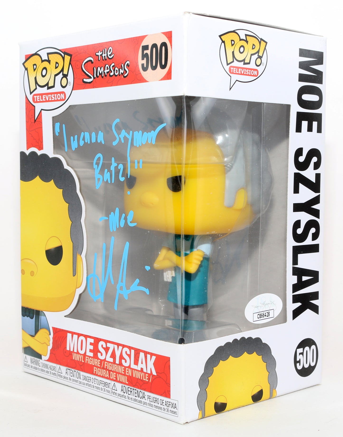 
                  
                    Hank Azaria as Moe Szyslak in The Simpsons (JSA) Signed Funko POP! #500 with Character Name & Quote
                  
                