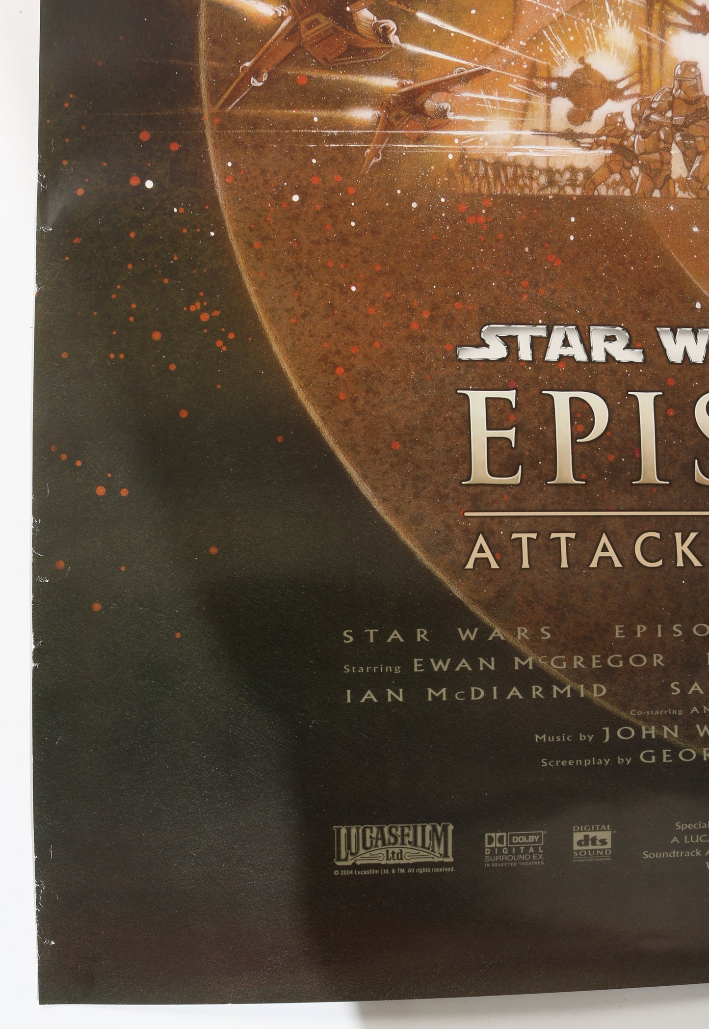 
                  
                    Star Wars Episode II: Attack of the Clones 27x40 Poster (SWAU) Cast Signed by Ewan McGregor, Natalie Portman, & Hayden Christensen with Character Names
                  
                