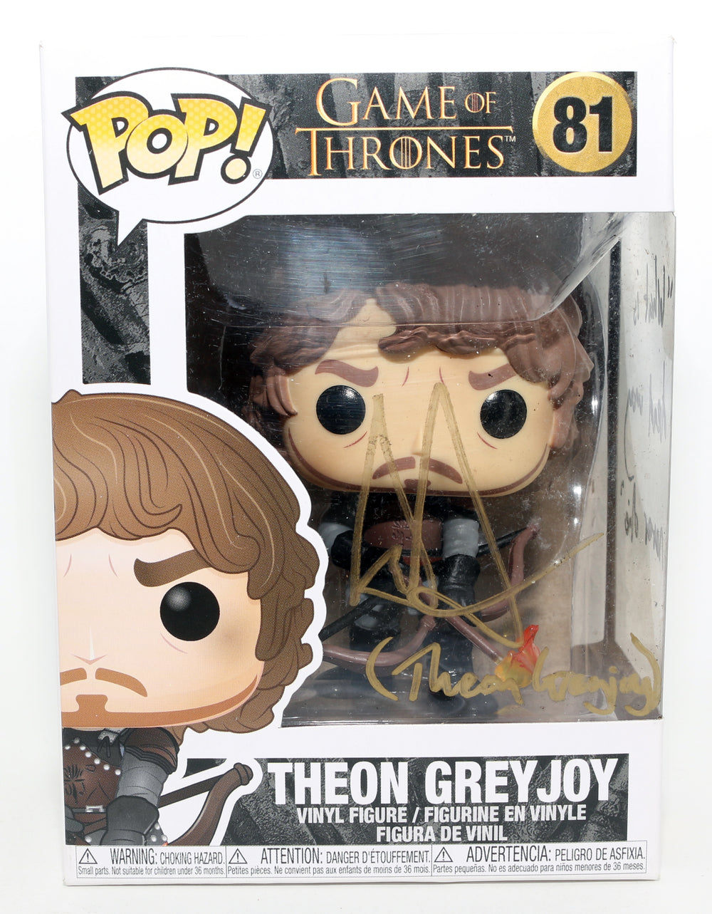 Alfie Allen as Theon Greyjoy in Game of Thrones Signed Funko POP! #81 with Character Name & Quote