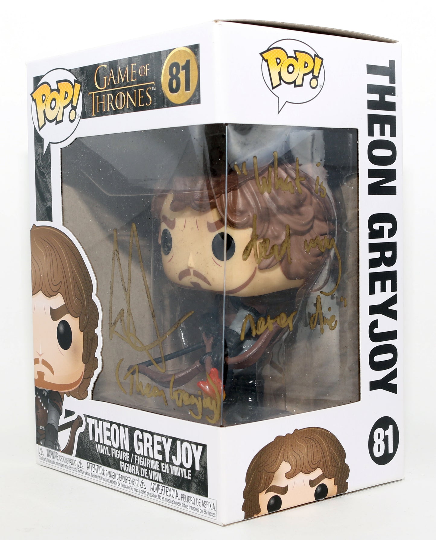 
                  
                    Alfie Allen as Theon Greyjoy in Game of Thrones Signed Funko POP! #81 with Character Name & Quote
                  
                