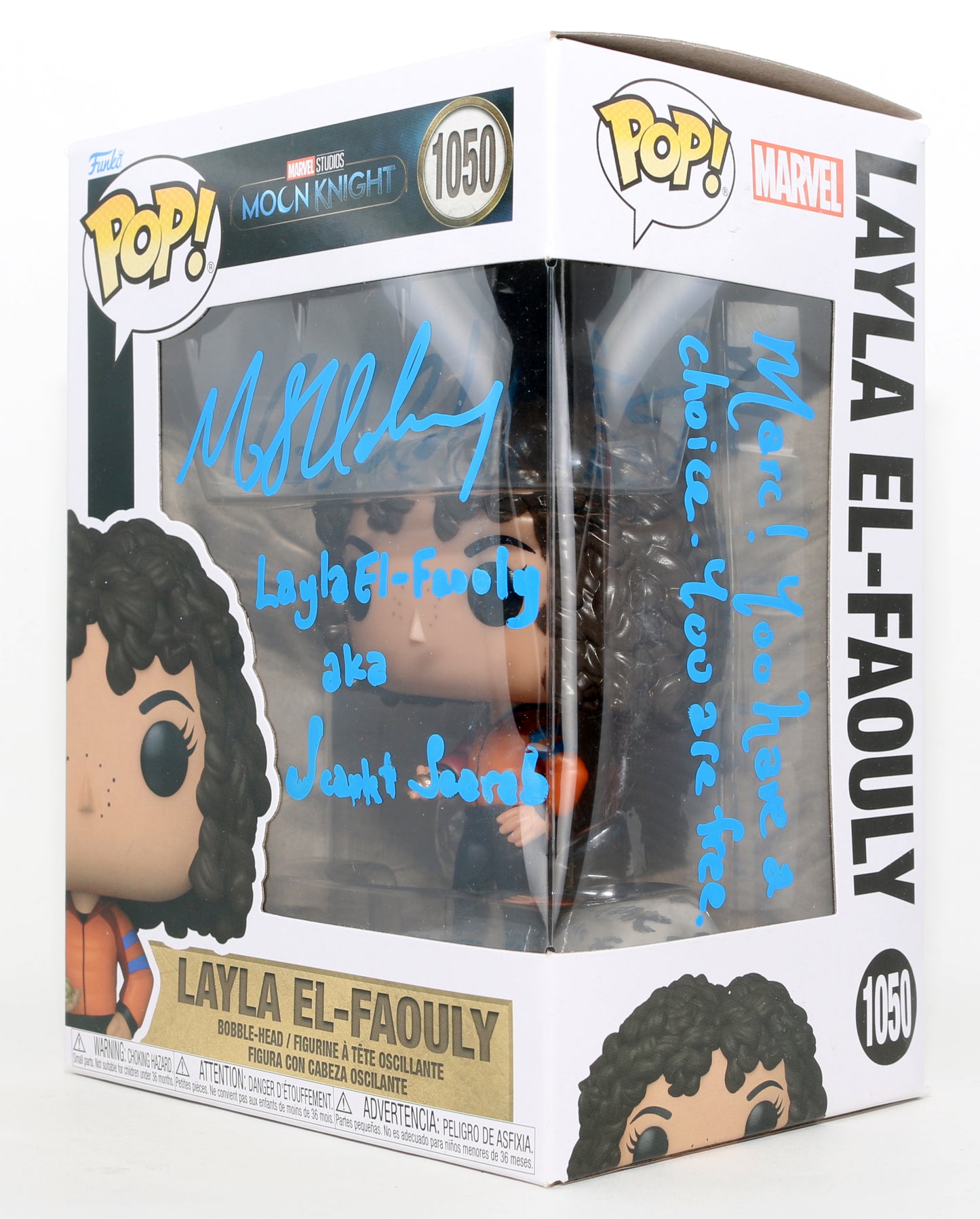 
                  
                    May Calamawy as  Layla El-Faouly / Scarlet Scarab in Moon Knight Signed Funko POP! #1050 with Character Name & Quote
                  
                
