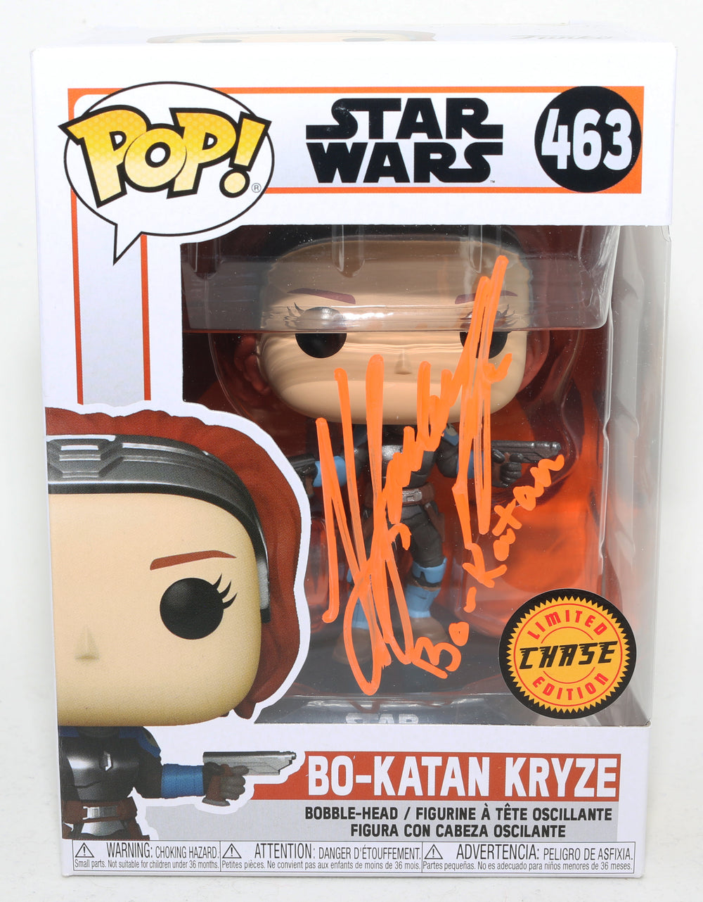 Katee Sackhoff as Bo-Katan in Star Wars: The Mandalorian Chase (SWAU) Signed Funko POP! #463 with Character Name
