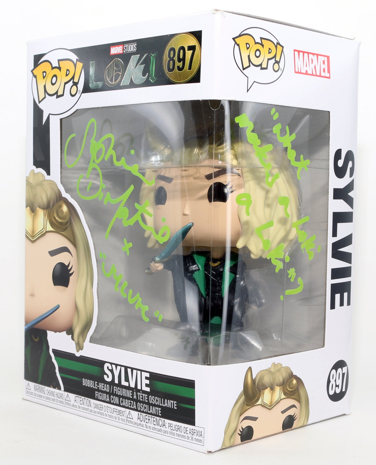 
                  
                    Sophia Di Martino as Sylvie in Loki Signed Funko POP! #897 with Character Name & Quote
                  
                