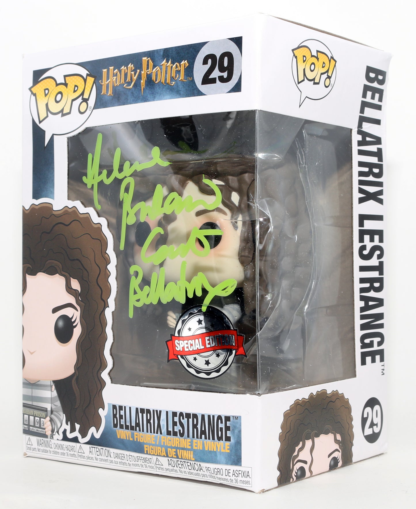 
                  
                    Helena Bonham Carter as Belatrix LeStrange [Prison Outfit] in Harry Potter & The Prisoner of Azkaban Special Edition Signed Funko POP! #29 with Character Name
                  
                