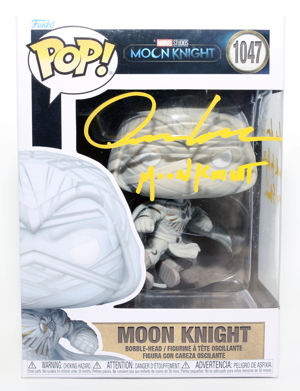 Oscar Isaac as Moon Knight in Moon Knight Signed Funko POP! #1047 with Character Name and Quote