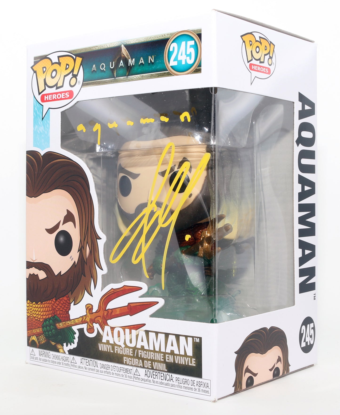 
                  
                    Jason Momoa as Aquaman in Aquaman Signed Funko POP! #245 with Character Name
                  
                