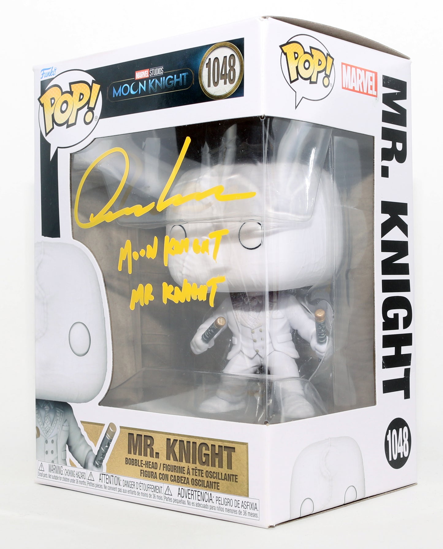 
                  
                    Oscar Isaac as Mr. Knight / Moon Knight in Moon Knight Signed Funko POP! #1048 with Character Names
                  
                