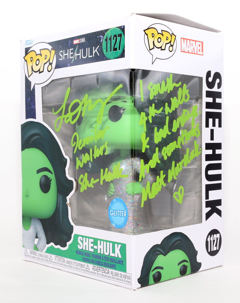 
                  
                    Tatiana Maslany as She-Hulk in She-Hulk Glitter Edition Signed Funko POP! #1127 with Character Name & Quote
                  
                