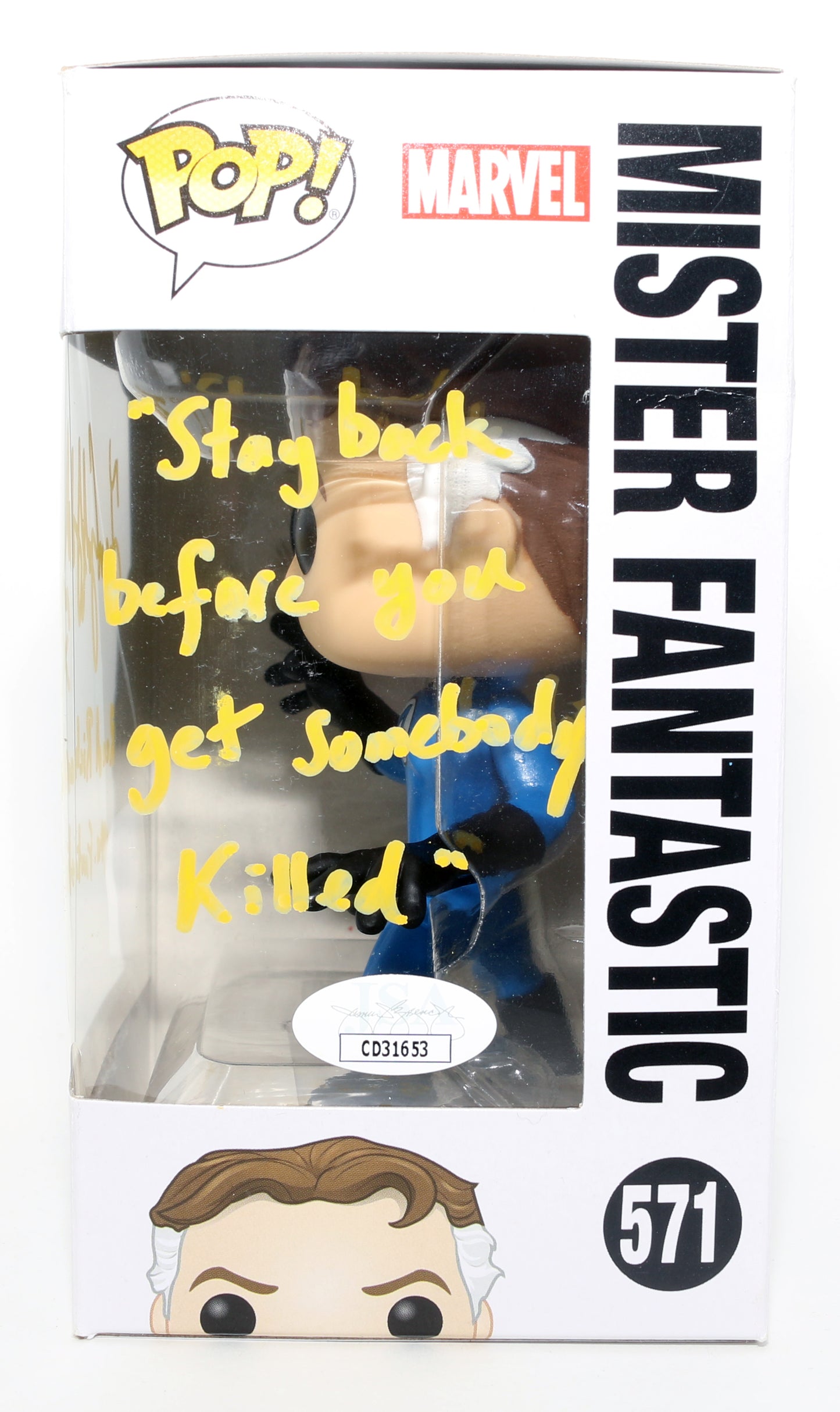 
                  
                    Ioan Gruffudd as Reed Richards / Mr. Fantastic in Fantastic Four (JSA) Signed Funko POP! #571 with Character Name & Quote
                  
                