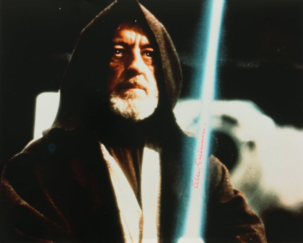 Alec Guinness as Obi-Wan Kenobi in Star Wars: A New Hope Signed 8x10 Lightsaber Photo