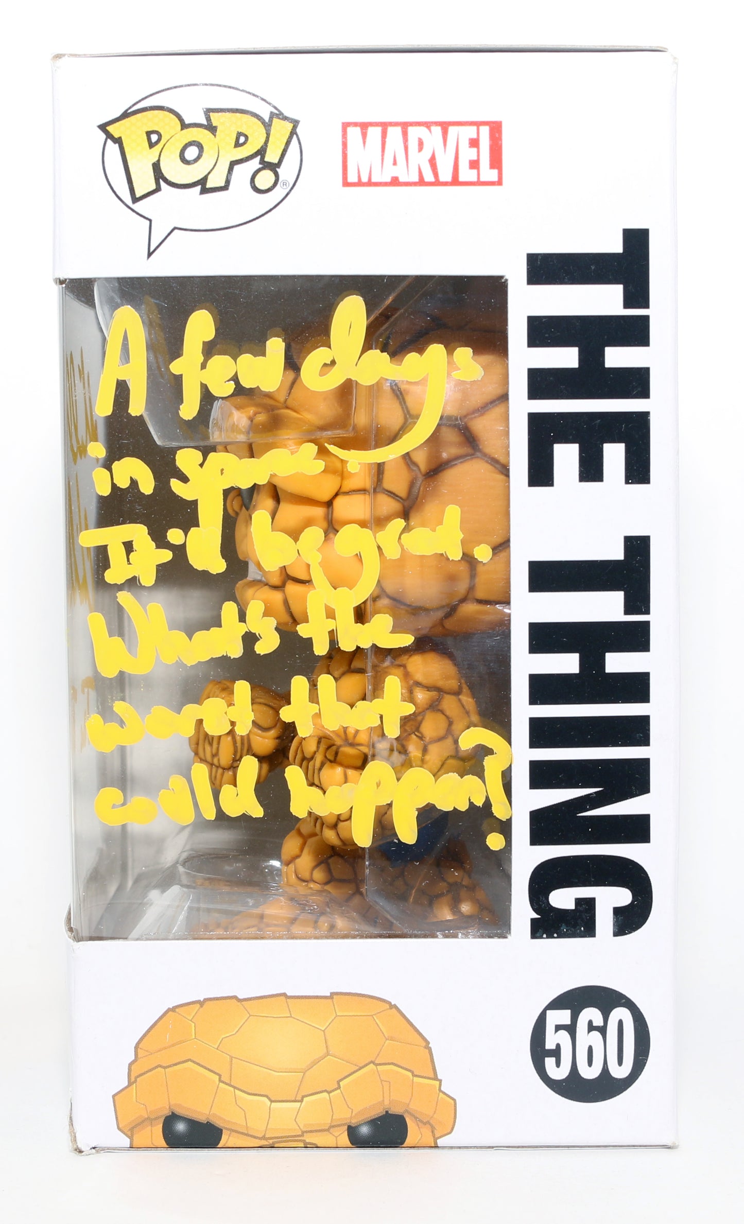 
                  
                    Michael Chiklis as Ben Grimm / The Thing in Fantastic Four Signed Funko POP! #560 with Character Name & Quote
                  
                