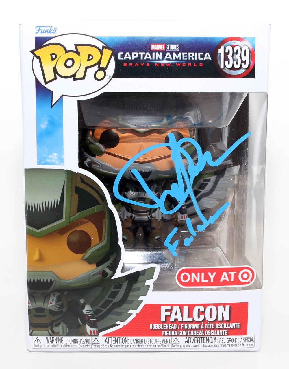Danny Ramirez as Falcon in Captain America: Brave New World Target Exclusive Signed Funko POP! #1339 with Character Name