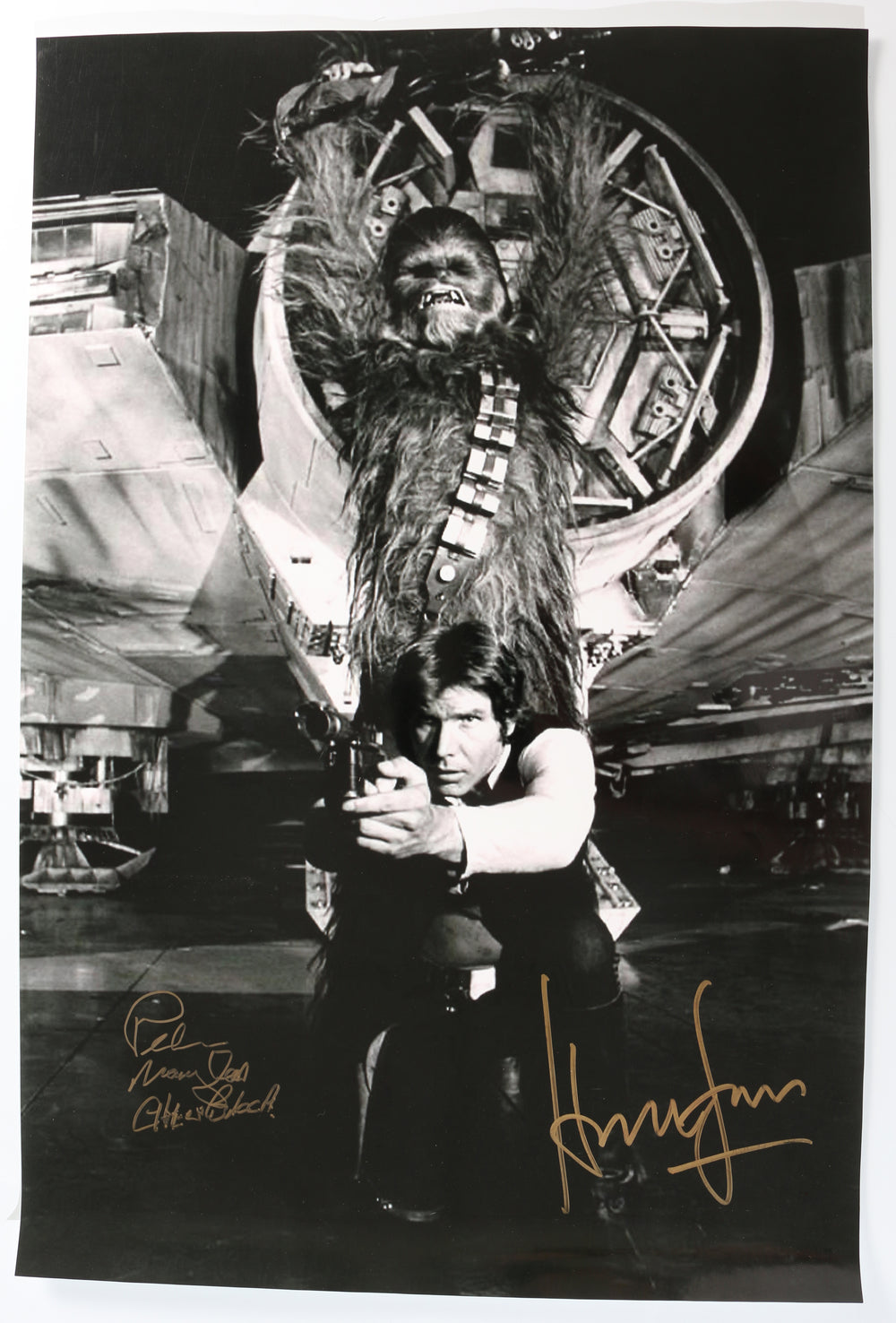 Harrison Ford as Han Solo & Peter Mayhew as Chewbacca in Star Wars: A New Hope Signed 20x30 Poster