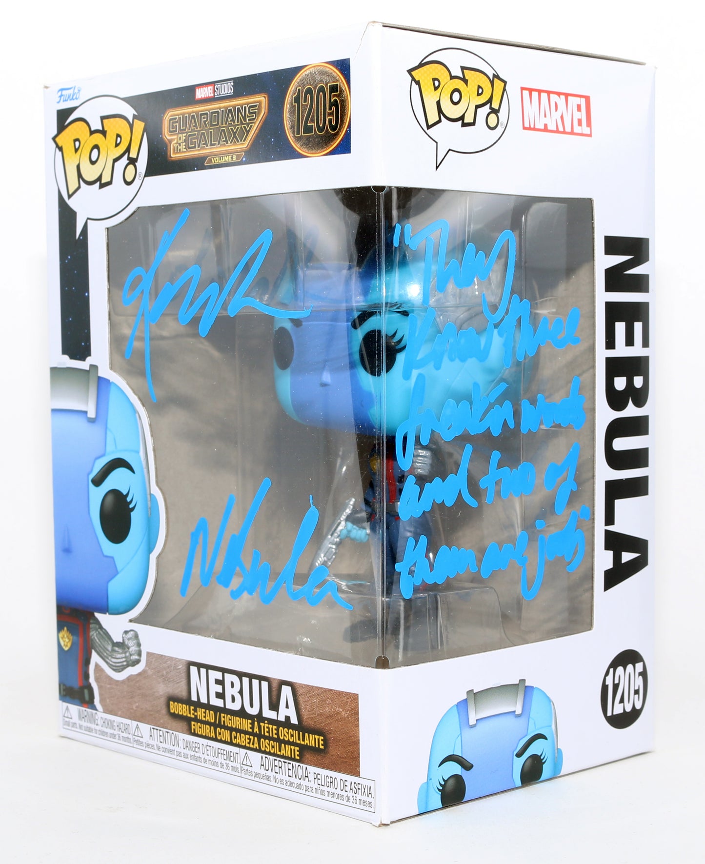 
                  
                    Karen Gillan as Nebula in Guardians of the Galaxy Vol. 3 Signed Funko POP! #1205 with Character Name & Quote
                  
                