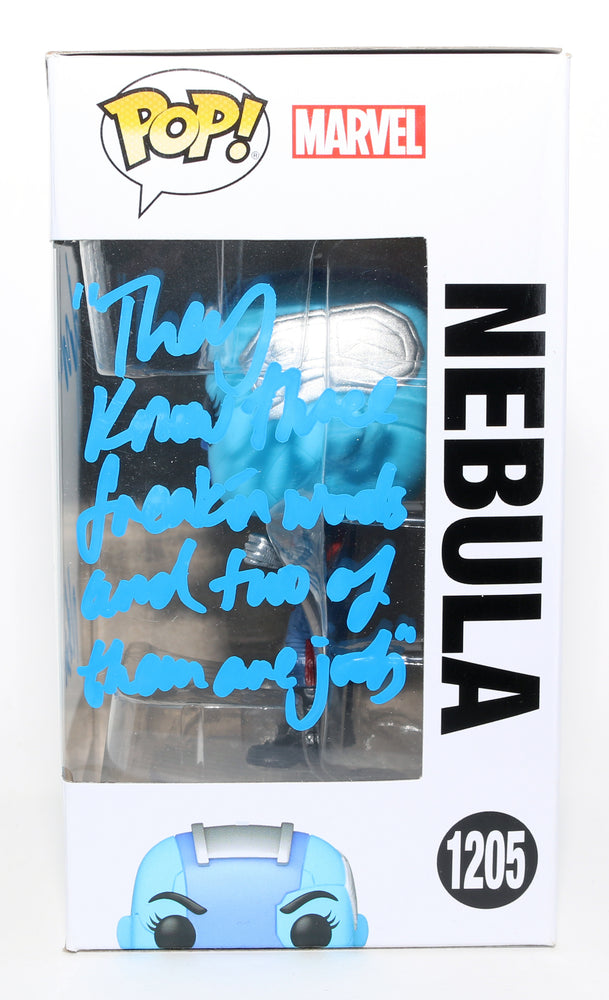 
                  
                    Karen Gillan as Nebula in Guardians of the Galaxy Vol. 3 Signed Funko POP! #1205 with Character Name & Quote
                  
                
