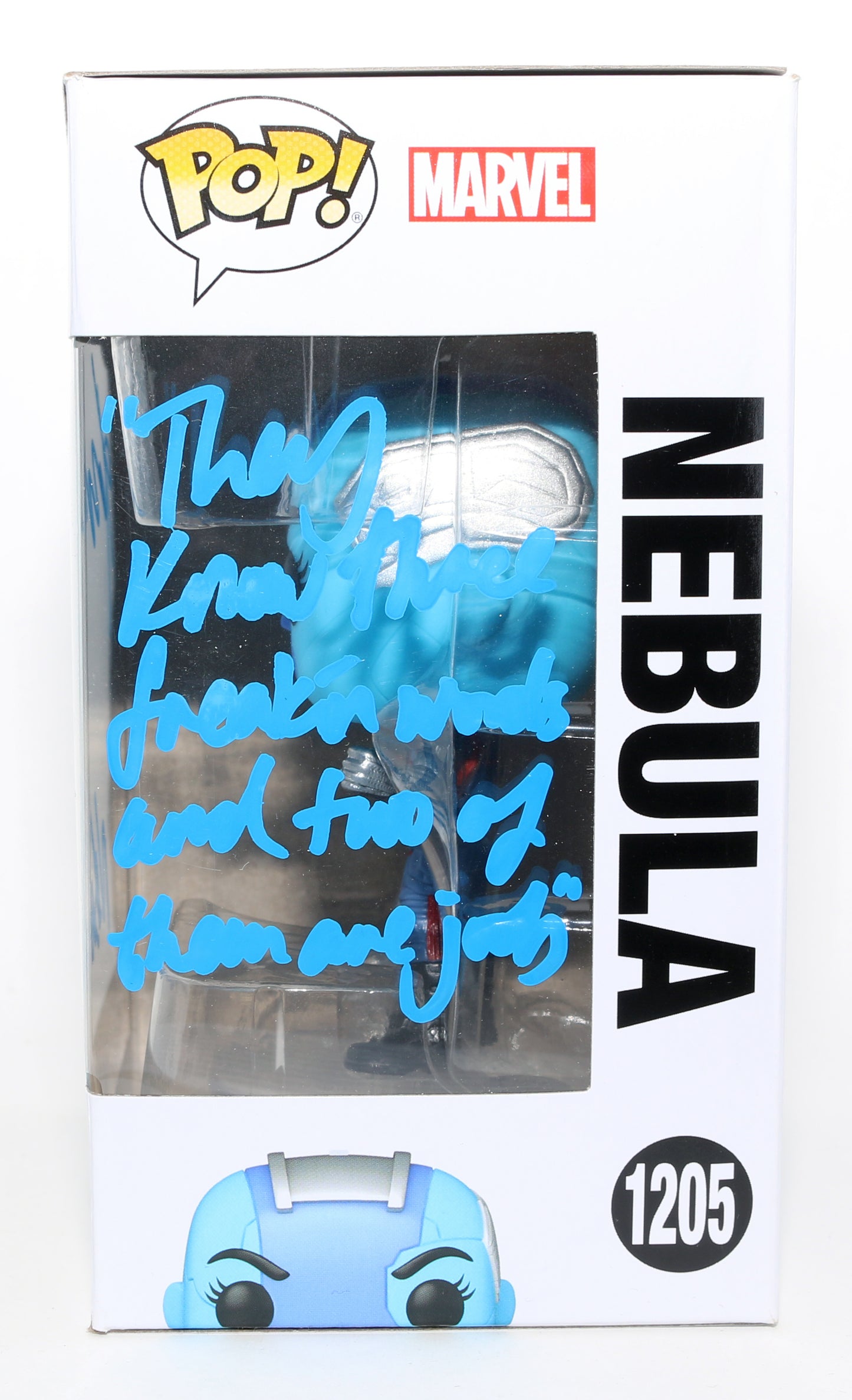
                  
                    Karen Gillan as Nebula in Guardians of the Galaxy Vol. 3 Signed Funko POP! #1205 with Character Name & Quote
                  
                