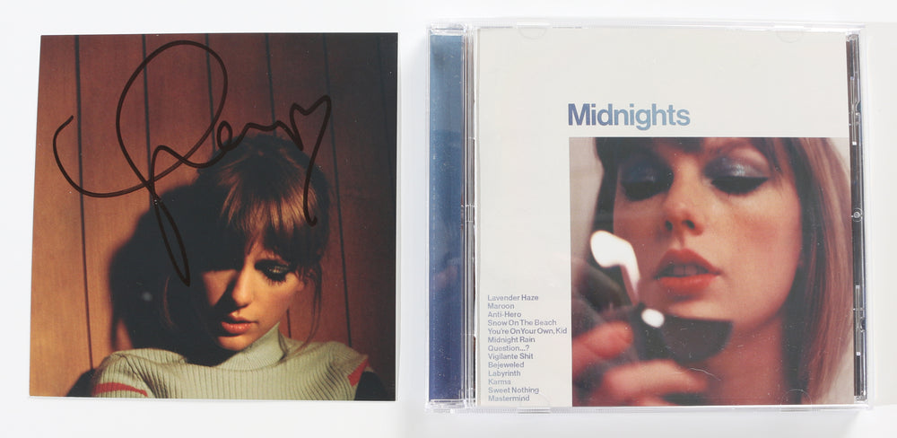 Midnights Moonstone Blue Disc CD Album with Insert Signed by Taylor Swift