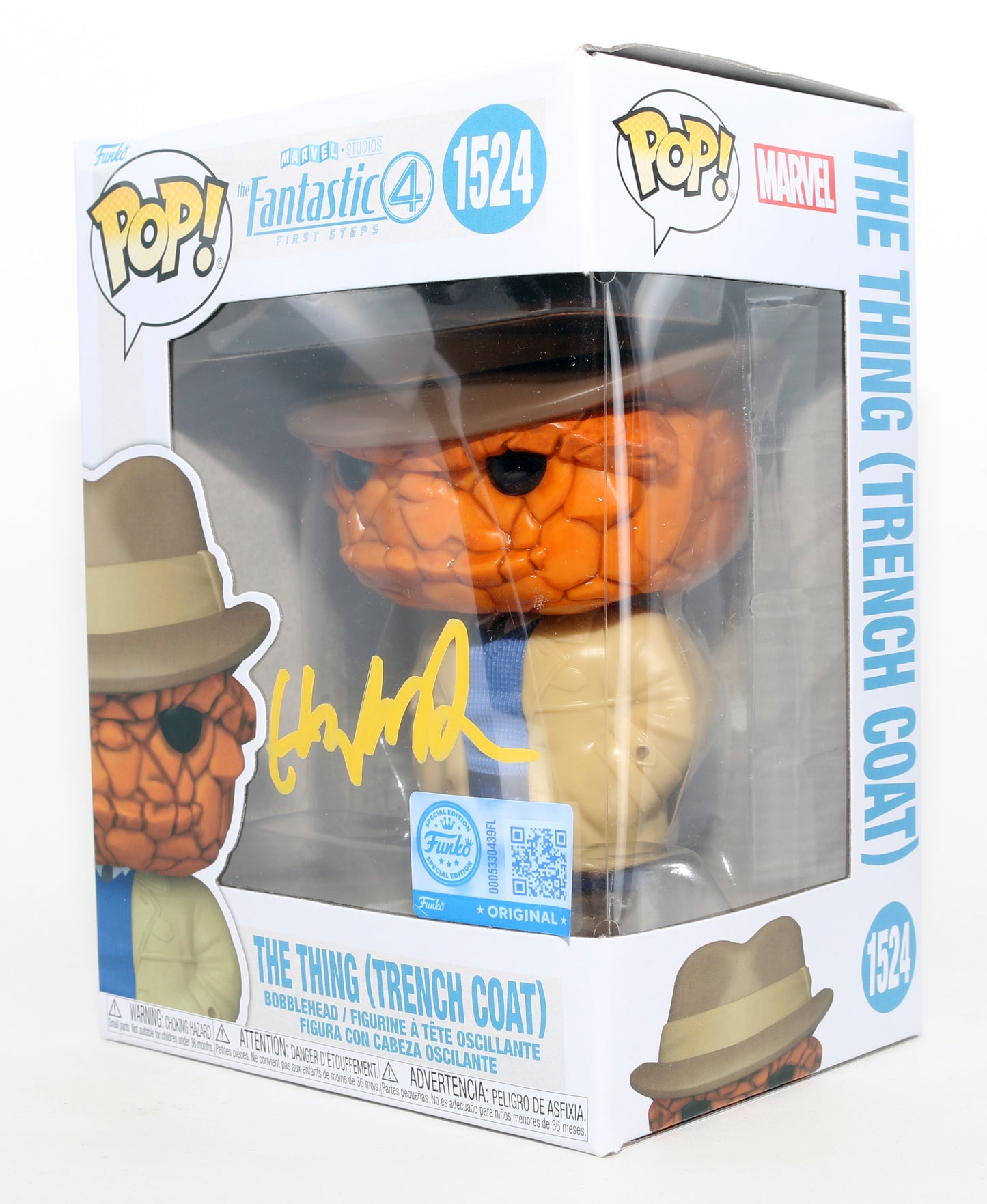 
                  
                    Ebon Moss-Bachrach as Ben Grimm / The Thing [Trench Coat] in The Fantastic Four: First Steps Special Edition Signed Funko POP! #1524
                  
                