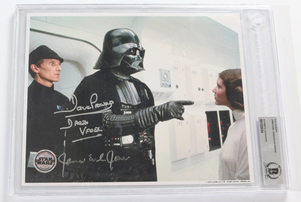 James Earl Jones & Dave Prowse as Darth Vader in Star Wars: A New Hope (Beckett Slabbed / Official Pix) Signed 8x10 Photo with Character Name