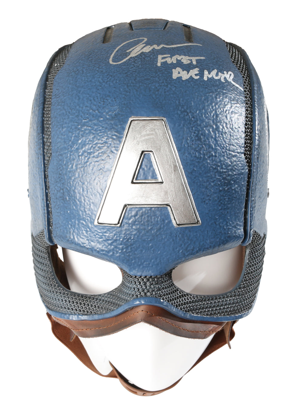 Captain America's Helmet Signed by Chris Evans with 'First Avenger' Inscription