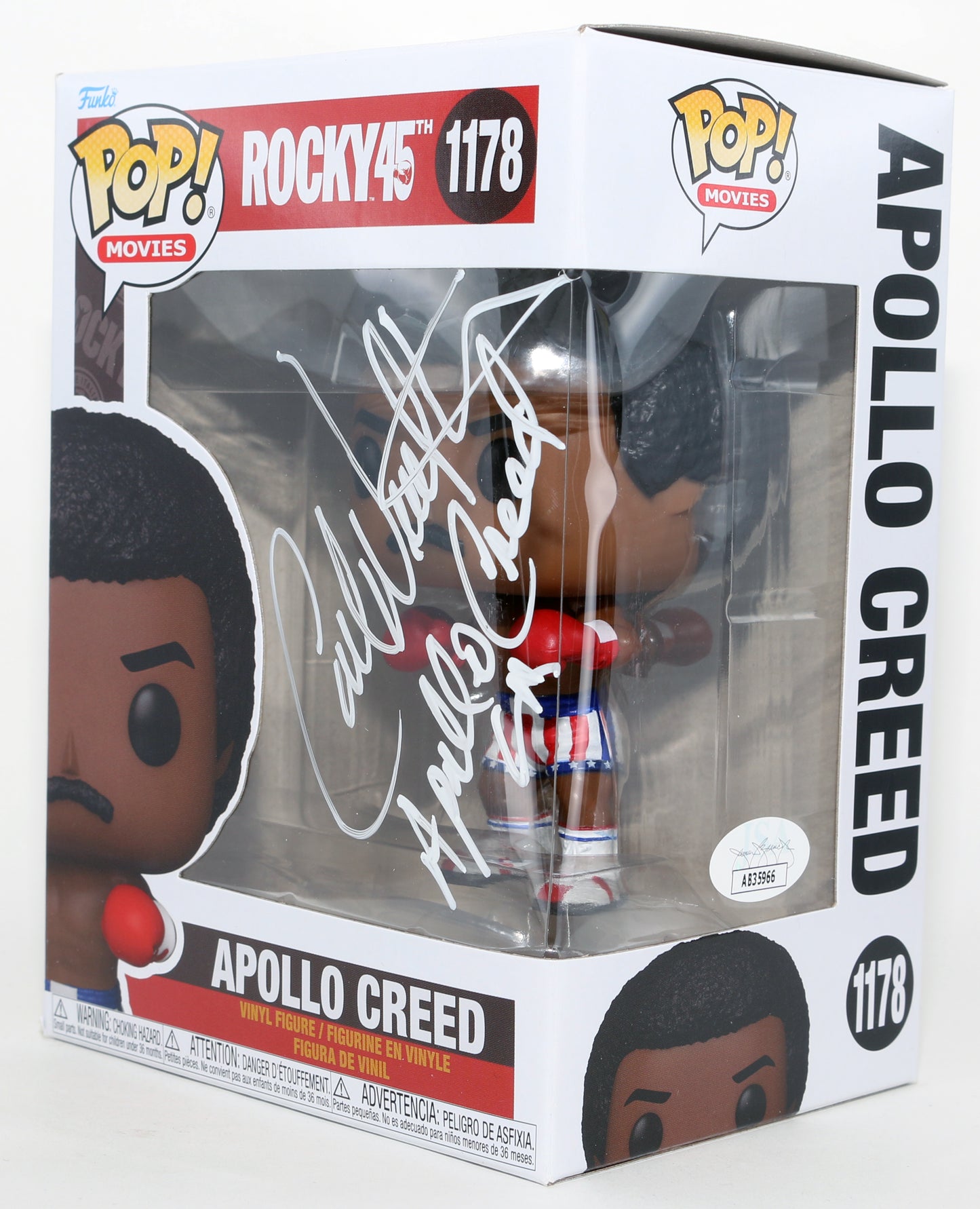 
                  
                    Carl Weathers as Apollo Creed in Rocky (JSA) Signed Funko POP! #1178 with Character Name
                  
                