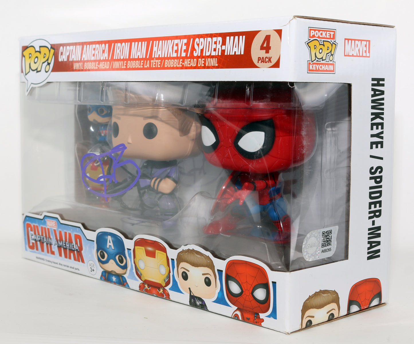 
                  
                    Jeremy Renner as Hawkeye in Captain America: Civil War (SWAU) Signed Funko POP! 4-Pack
                  
                