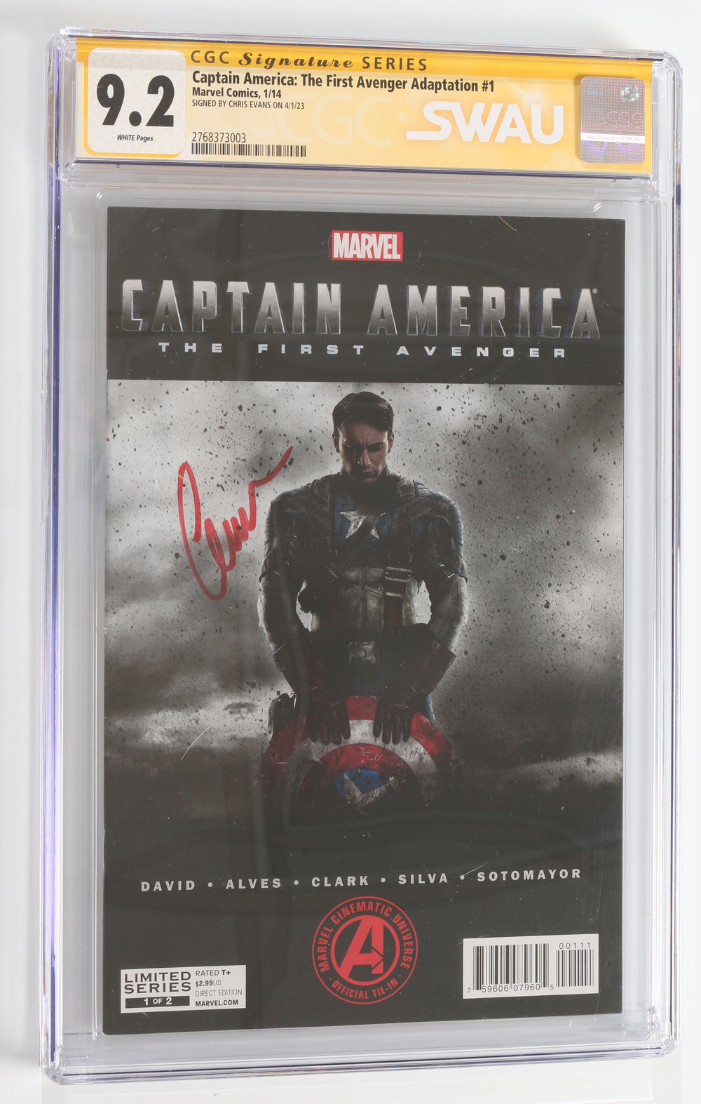 Captain America: The First Avenger Adaptation #1 - Signed by Chris Evans (CGC Signature Series 9.2) 2014