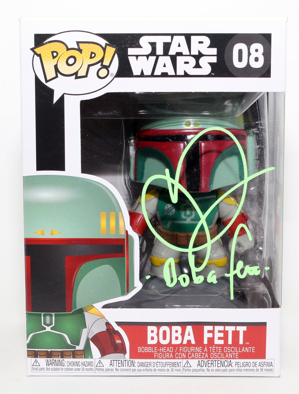 Daniel Logan as Young Boba Fett in Star Wars Episode II: Attack of the Clones (JSA) Signed Funko POP! #08 with Character Name