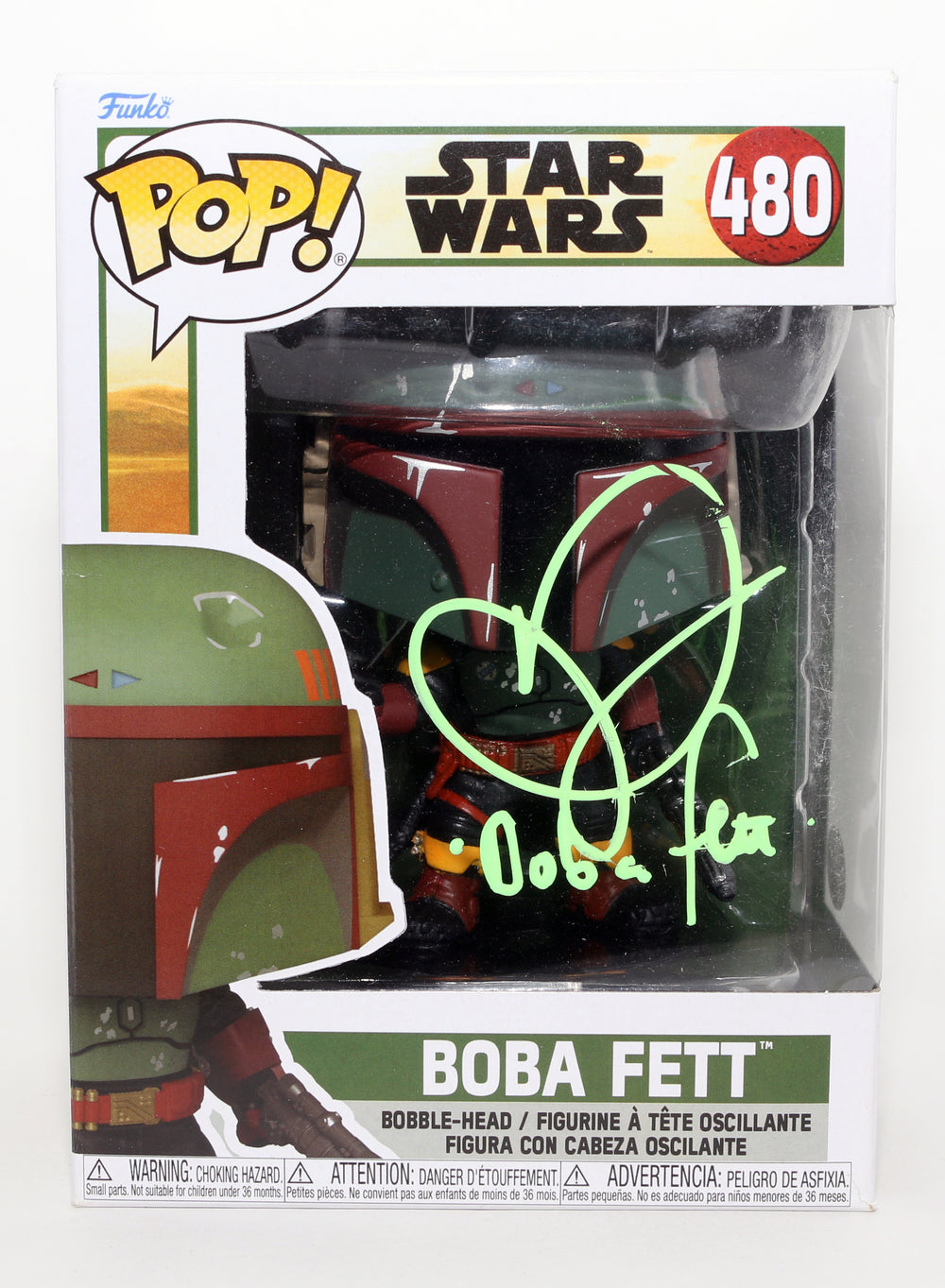 Daniel Logan as Young Boba Fett in Star Wars Episode II: Attack of the Clones (JSA) Signed Funko POP! #480 with Character Name