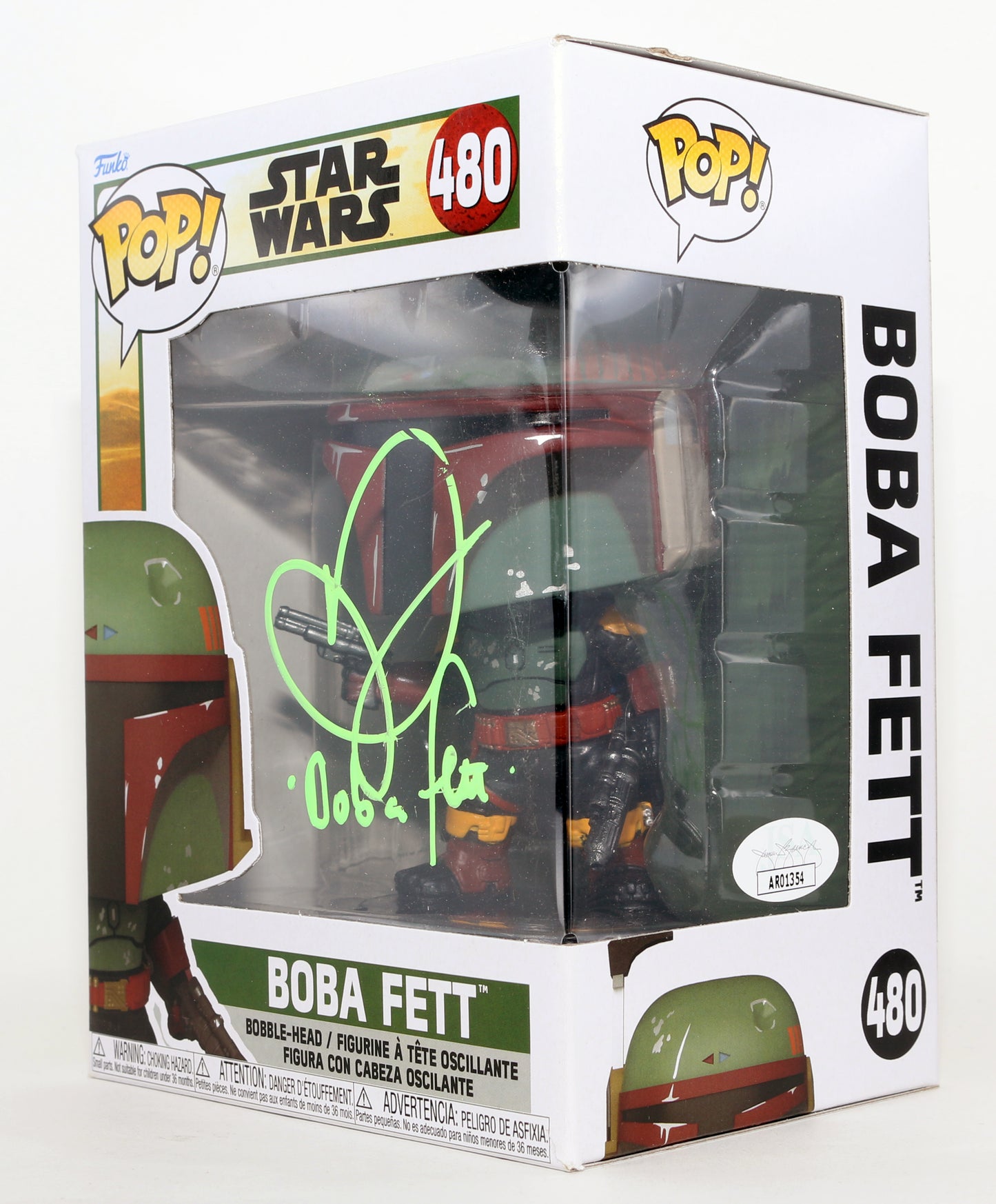 
                  
                    Daniel Logan as Young Boba Fett in Star Wars Episode II: Attack of the Clones (JSA) Signed Funko POP! #480 with Character Name
                  
                