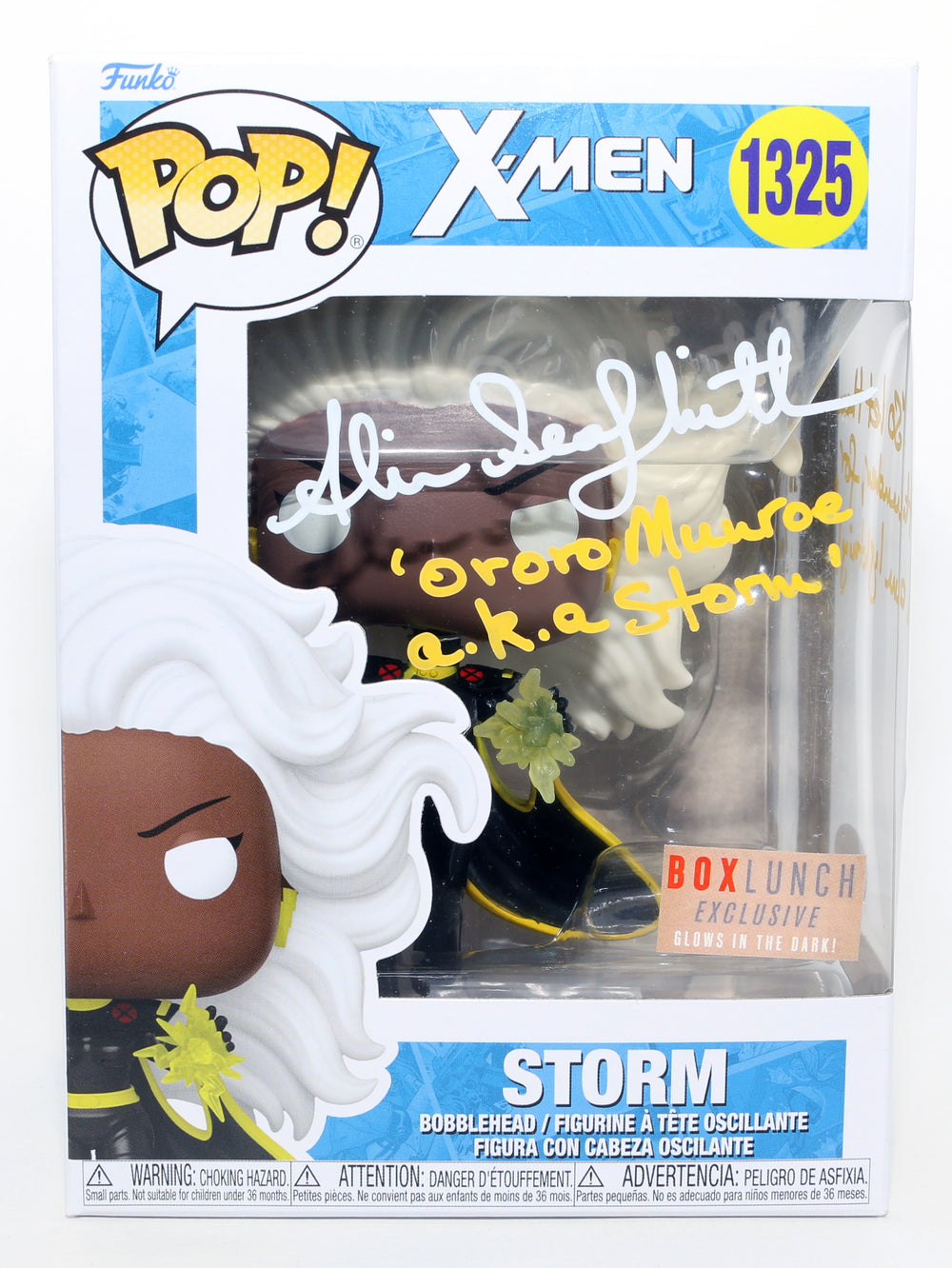 Alison Sealy-Smith as Ororo Munroe / Storm in X-Men '97 Box Lunch Exclusive GITD (JSA) Signed Funko POP! #1325 with Character Name & Quote
